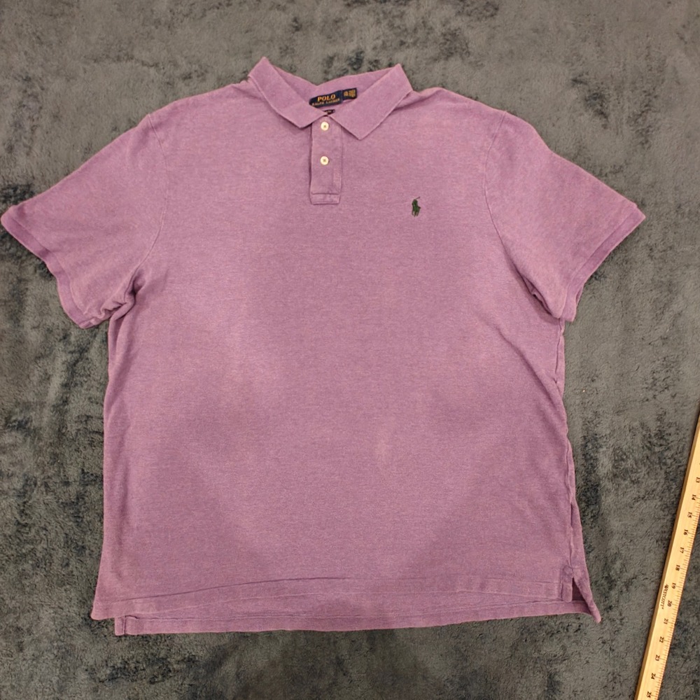 Polo Ralph Lauren Mens XXL Classic Fit Purple Faded Short Sleeve Polo Shirt
